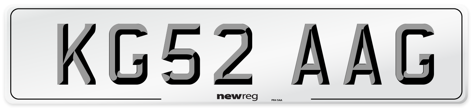 KG52 AAG Number Plate from New Reg
